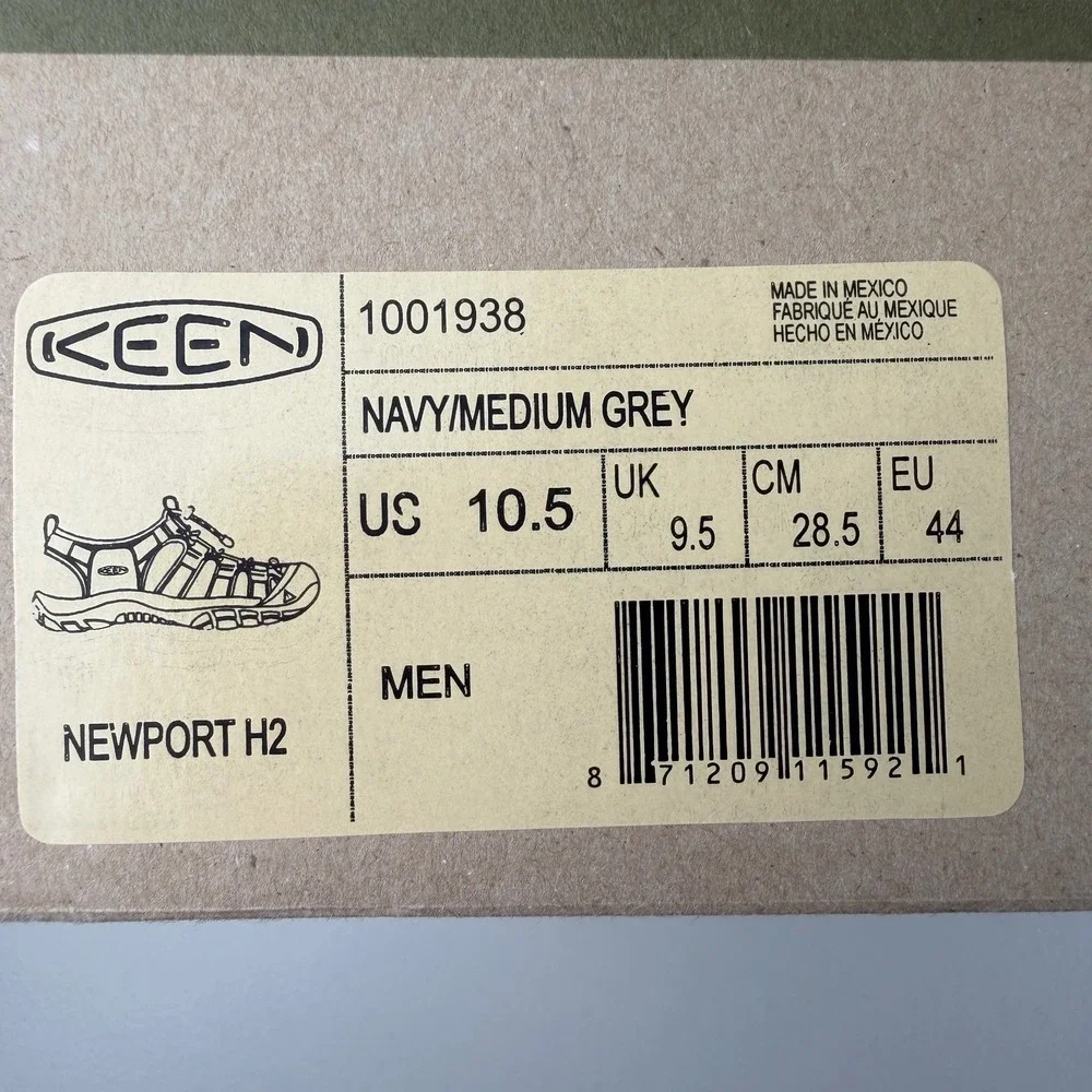 KEEN Newport H2 Mens Hiking Sandals Navy Medium Grey 1001938 Size 10.5